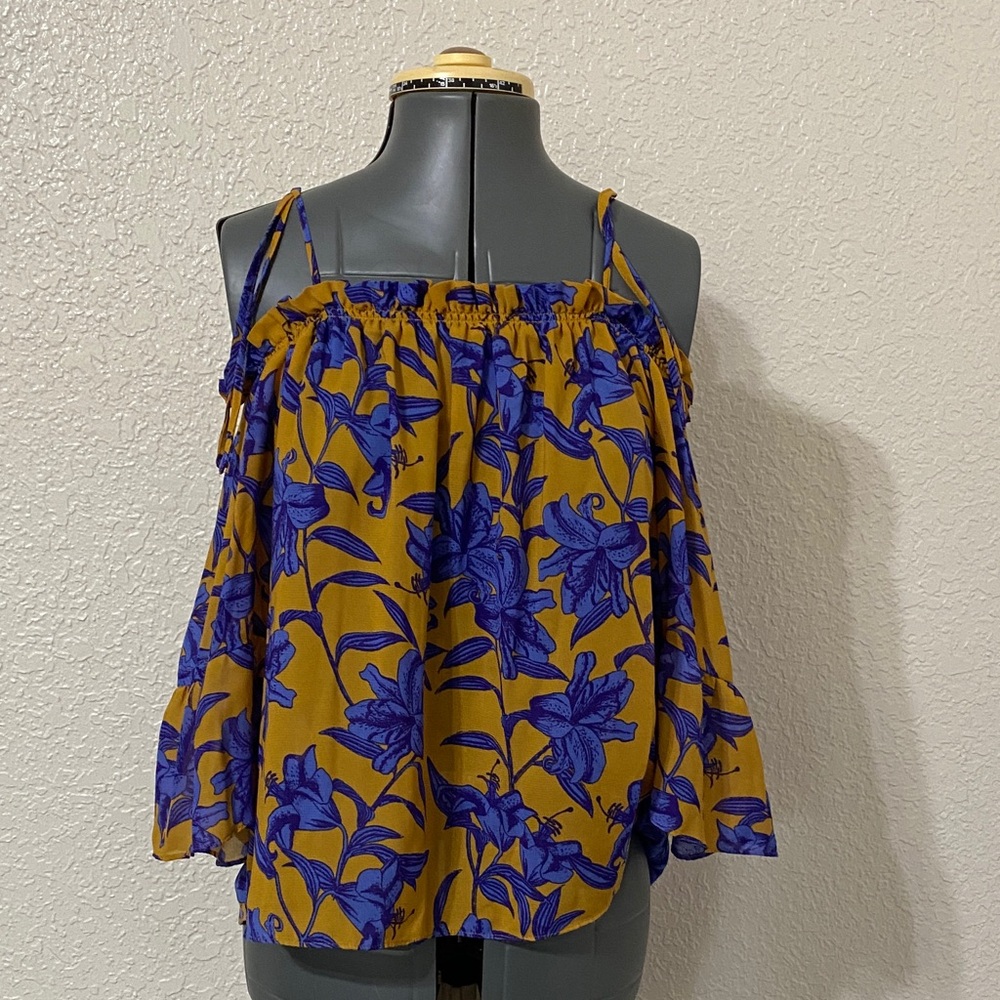 H&M Yellow and Blue Floral Blouse